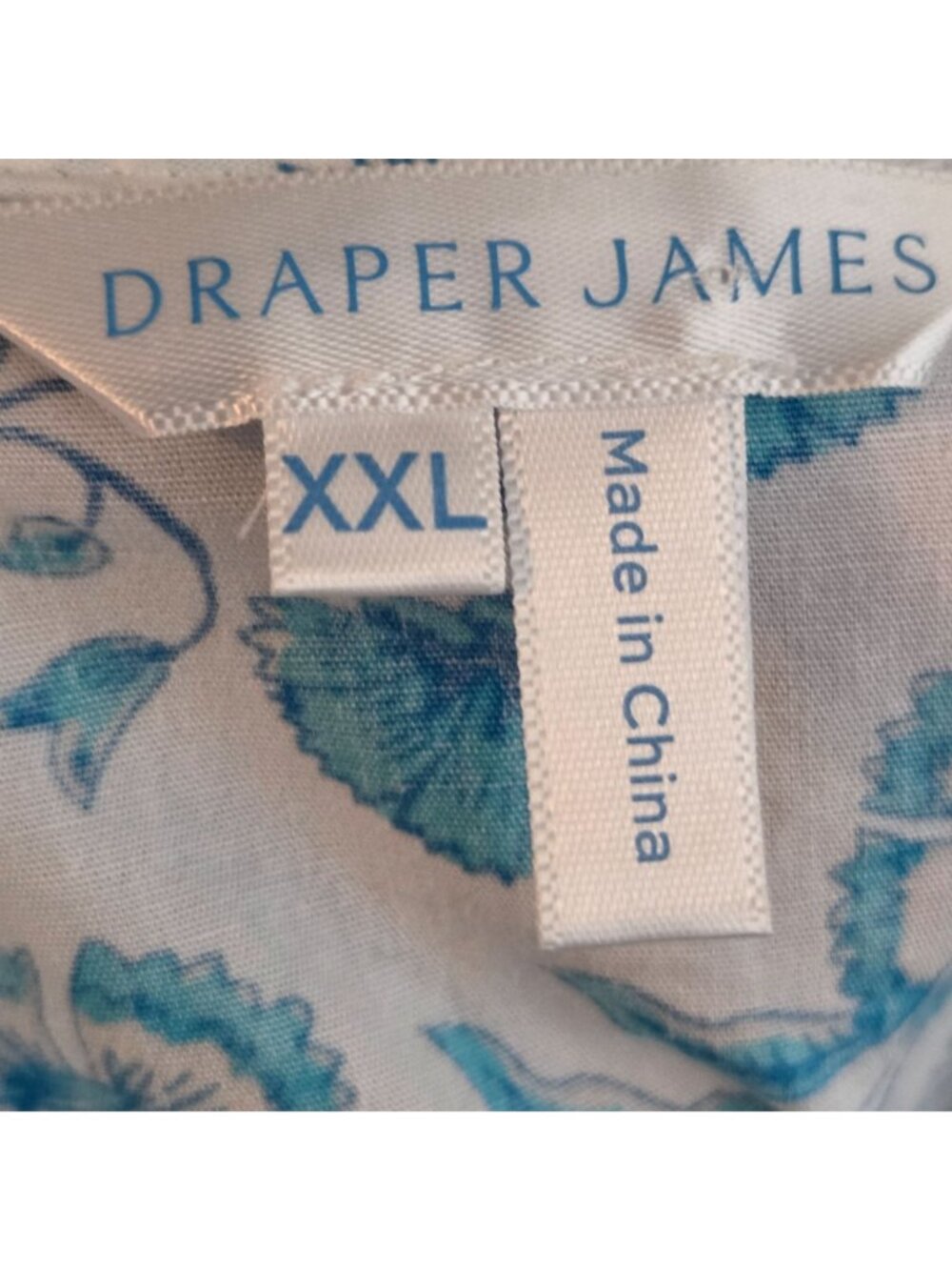 Draper James Blue White Floral Paisley V Neck Puff Sleeve Top Size XXL - Picture 8 of 10